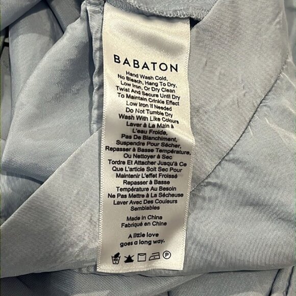 Aritzia Babaton Blue Welsch Reversible Crinked Cropped Blouse size Small - Picture 7 of 10